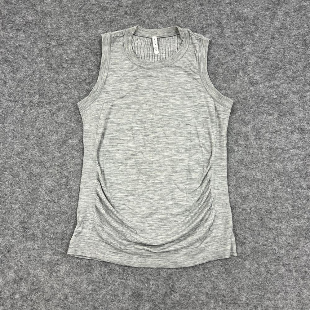 Athleta Tank Top Womens XL Gray Mesh Back Breathable Lightweight Stretch